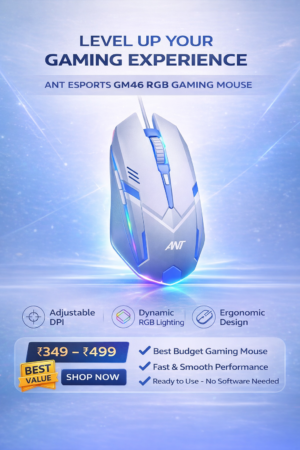Ant Esports GM46 RGB Optical Gaming Mouse | Wired USB | Adjustable DPI | Lightweight Gaming Mouse for PC/Laptop