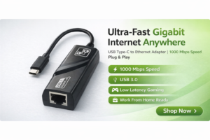 USB Type-C to Ethernet Adapter (RJ45) – USB 3.0 Gigabit LAN 10/100/1000 Mbps High-Speed Network Converter for Laptop & PC